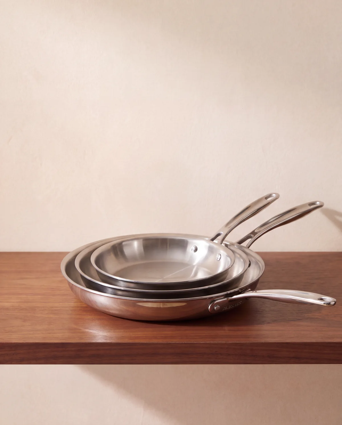 Stainless Skillet Set, 3 skillets